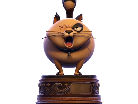 Realistic Angry Calico Cartoon Cat Animated Series Pet Statue 3D Print Model
