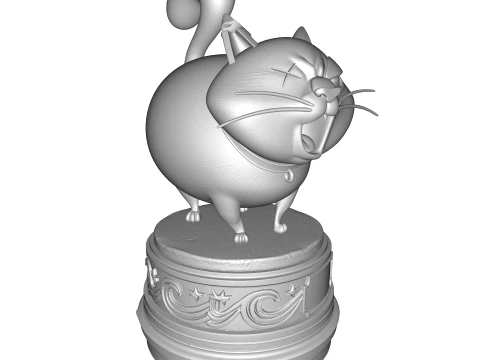 Realistic Angry Calico Cartoon Cat Animated Series Pet Statue 3D Print Model