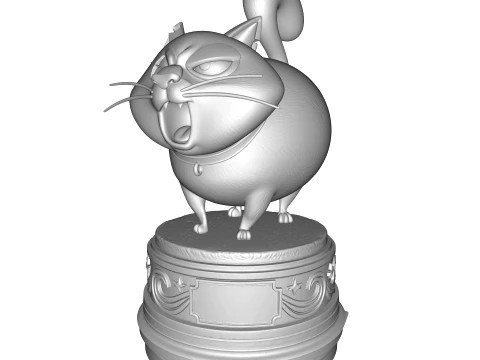 Realistic Angry Calico Cartoon Cat Animated Series Pet Statue 3D Print Model