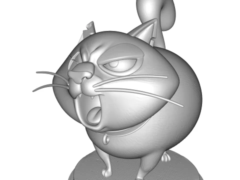 Realistic Angry Calico Cartoon Cat Animated Series Pet Statue 3D Print Model
