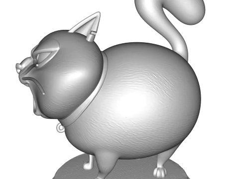 Realistic Angry Calico Cartoon Cat Animated Series Pet Statue 3D Print Model