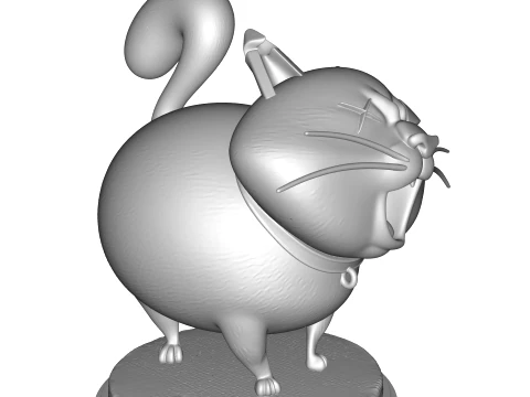 Realistic Angry Calico Cartoon Cat Animated Series Pet Statue 3D Print Model