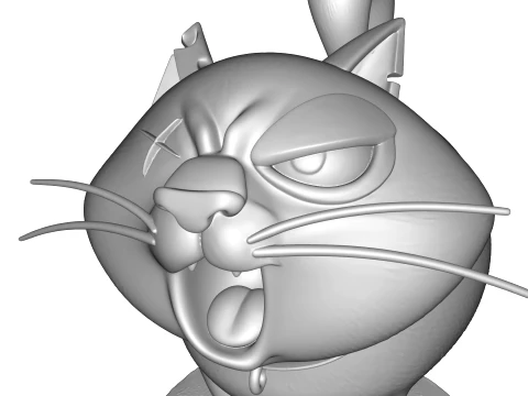 Realistic Angry Calico Cartoon Cat Animated Series Pet Statue 3D Print Model
