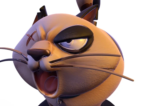 Realistic Angry Calico Cartoon Cat Animated Series Pet Statue 3D Print Model
