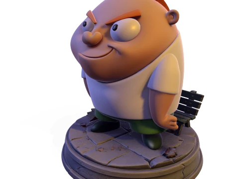 Mischievous Cartoon Boy Animated Series Neighbor Statue PBR 3D Print Model