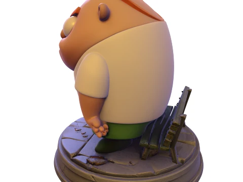 장난스러운 만화 소년 애니메이션 시리즈 이웃 동상 PBR 3D 프린트 모델