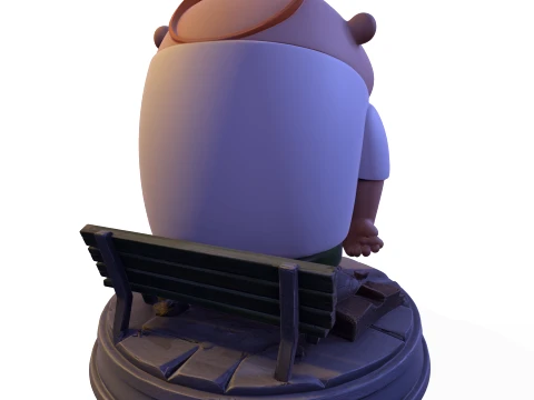 장난스러운 만화 소년 애니메이션 시리즈 이웃 동상 PBR 3D 프린트 모델
