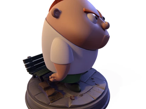 장난스러운 만화 소년 애니메이션 시리즈 이웃 동상 PBR 3D 프린트 모델