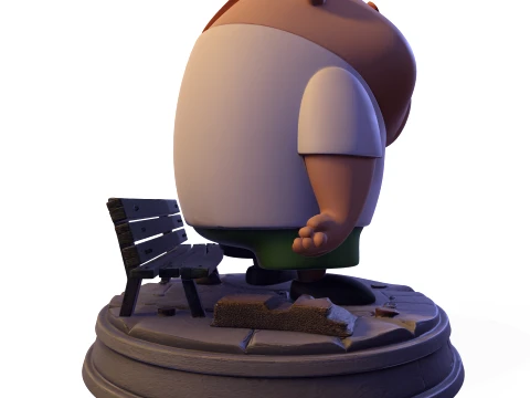 장난스러운 만화 소년 애니메이션 시리즈 이웃 동상 PBR 3D 프린트 모델