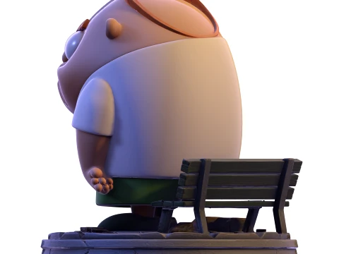 장난스러운 만화 소년 애니메이션 시리즈 이웃 동상 PBR 3D 프린트 모델