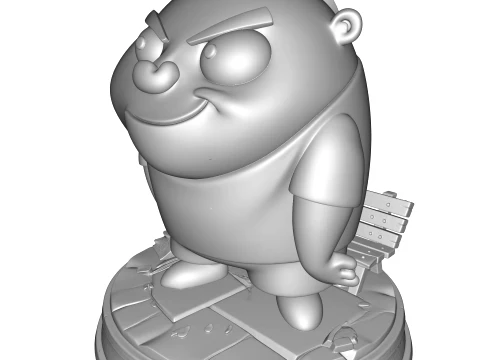 장난스러운 만화 소년 애니메이션 시리즈 이웃 동상 PBR 3D 프린트 모델