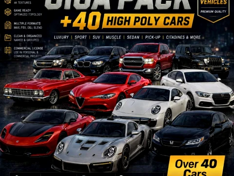 Premium bundelpakket met 40 hoogwaardige 3D-voertuigmodellen 3D Model