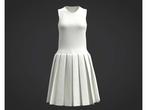 3D White Dress Model 3D Модель
