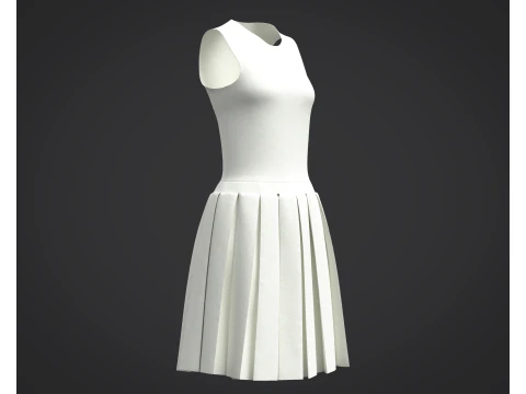 3D White Dress Model 3D Model