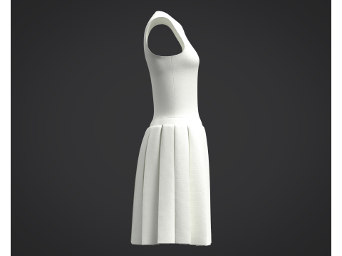 3D White Dress Model 3D Model