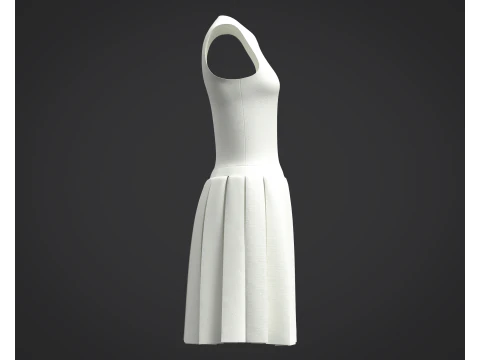 3D White Dress Model 3D Model
