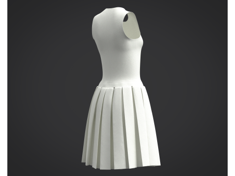 3D White Dress Model 3D Model