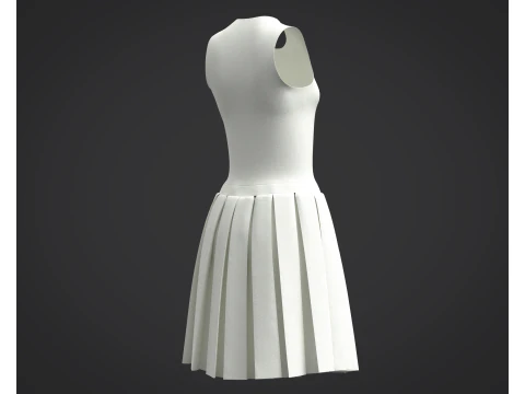 3D White Dress Model 3D Model