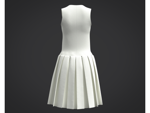 3D White Dress Model 3D Model