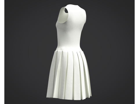3D White Dress Model 3D Model