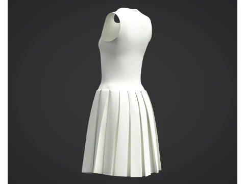 3D White Dress Model 3D Model