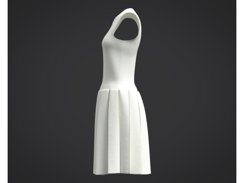 3D White Dress Model 3D Model