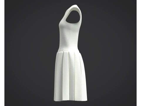 3D White Dress Model 3D Model