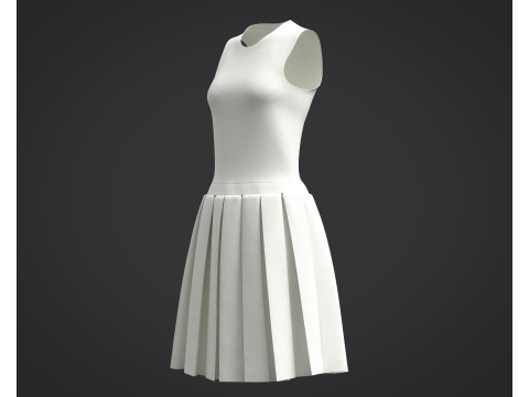 3D White Dress Model 3D Model
