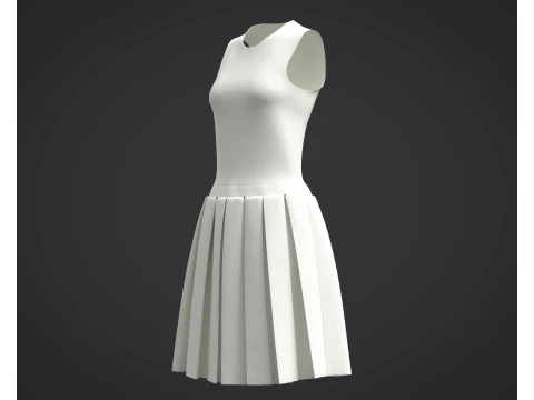 3D White Dress Model 3D Model