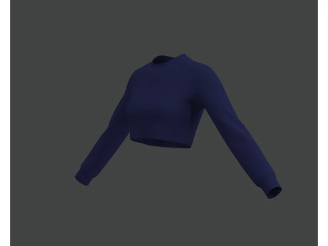 블루 크롭 탑 3D 모델