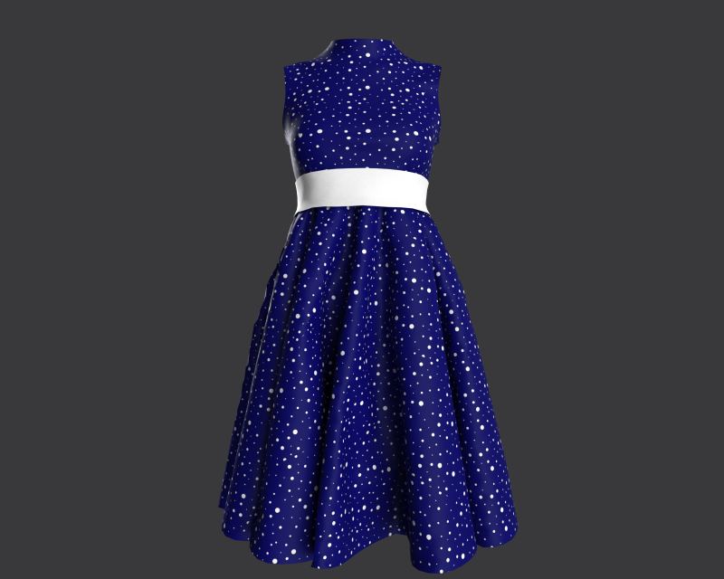 Vintage Polka Dot Dress 3D Model .c4d .max .obj .3ds .fbx .stl .blend