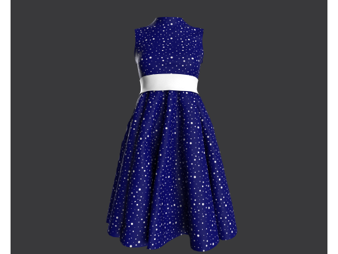 Vintage Polka Dot Dress 3D Модель