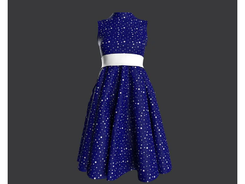 Sukienka w kropki w stylu vintage Model 3D
