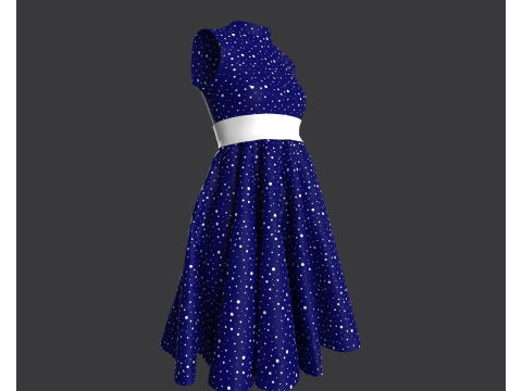 Vintage Polka Dot Dress 3D Model