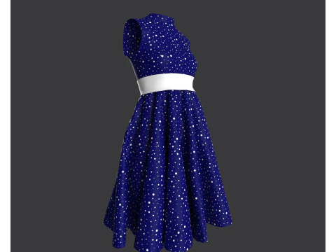 Vintage Polka Dot Dress 3D Model
