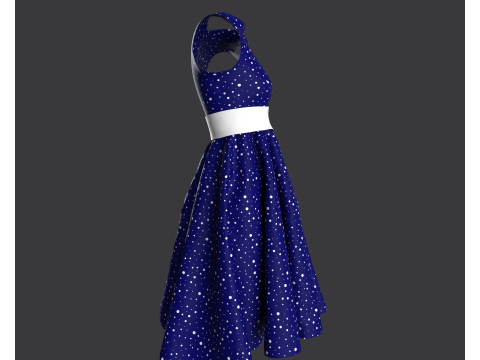 Vintage Polka Dot Dress 3D Model