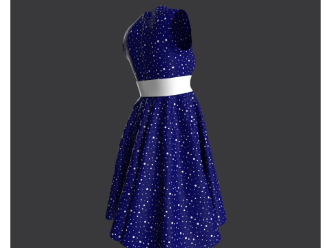 Vintage Polka Dot Dress 3D Model