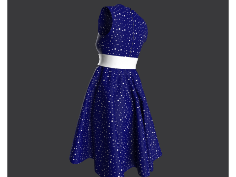 Vintage Polka Dot Dress 3D Model
