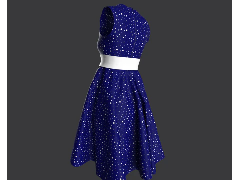 Vintage Polka Dot Dress 3D Model