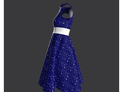 Vintage Polka Dot Dress 3D Model
