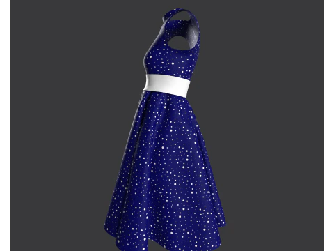 Vintage Polka Dot Dress 3D Model