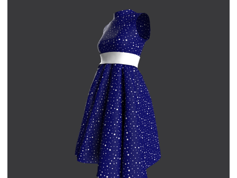 Vintage Polka Dot Dress 3D Model