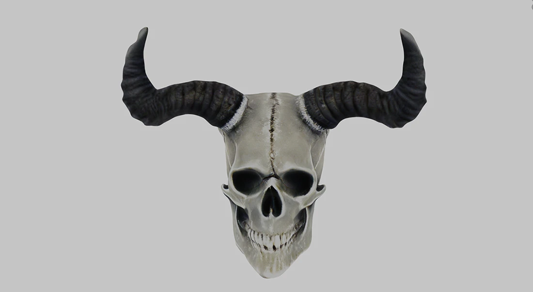 A skull with horns 3D Model .c4d .max .obj .3ds .fbx .stl .blend