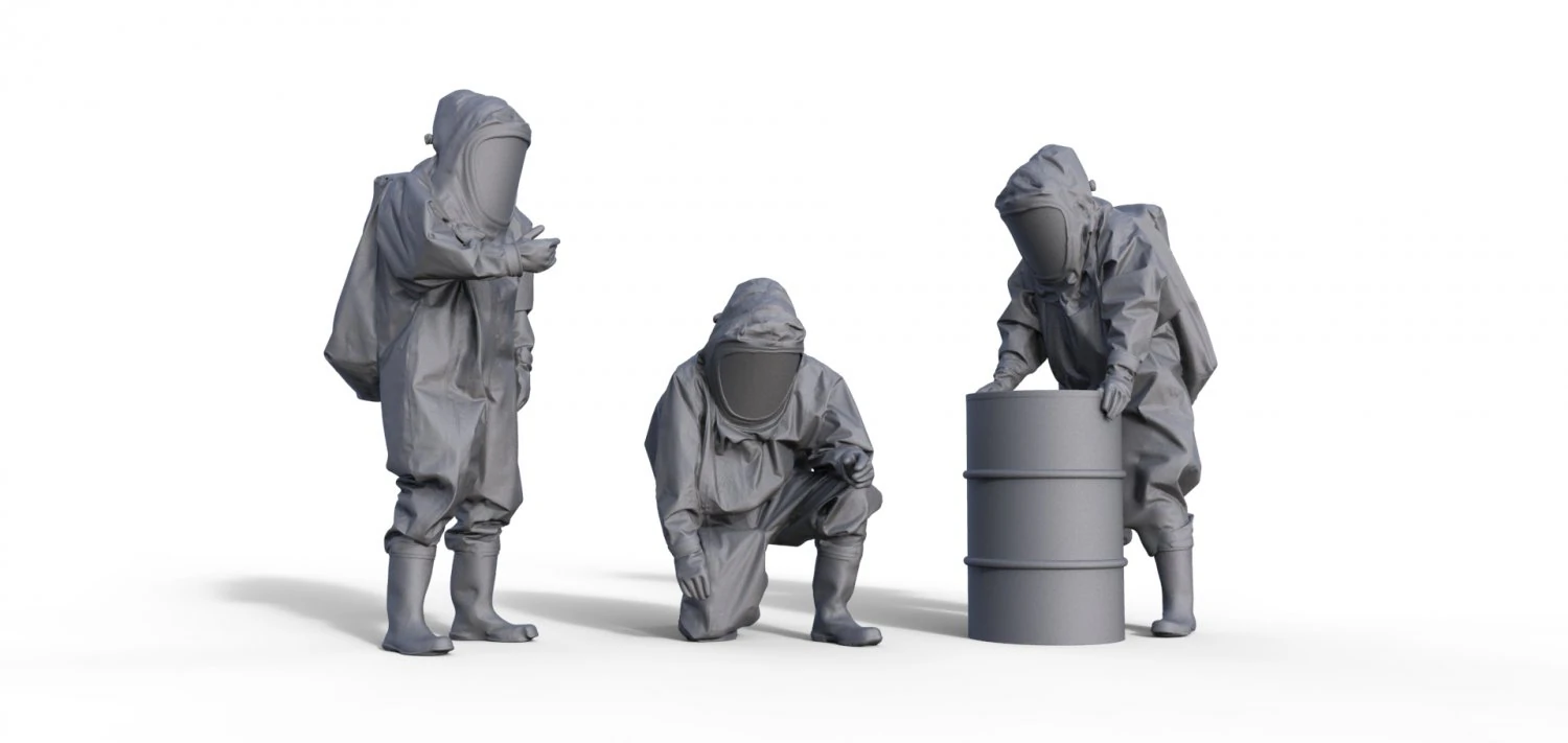 Firefighter in chemical protection suit 125 3D Print Model .c4d .max .obj .3ds .fbx .stl .blend