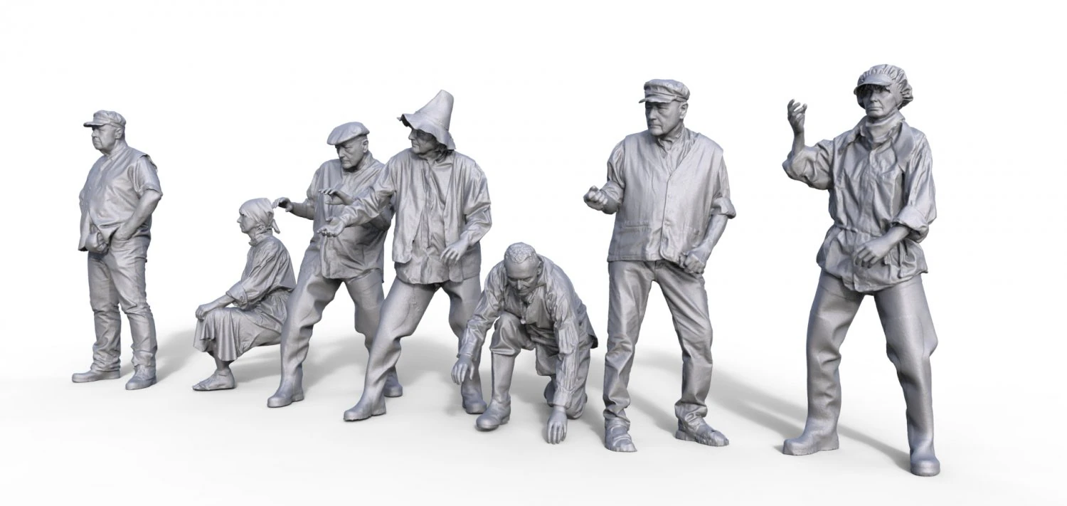 Rafter figures for museum Diorama 3D Print Model .c4d .max .obj .3ds .fbx .stl .blend 