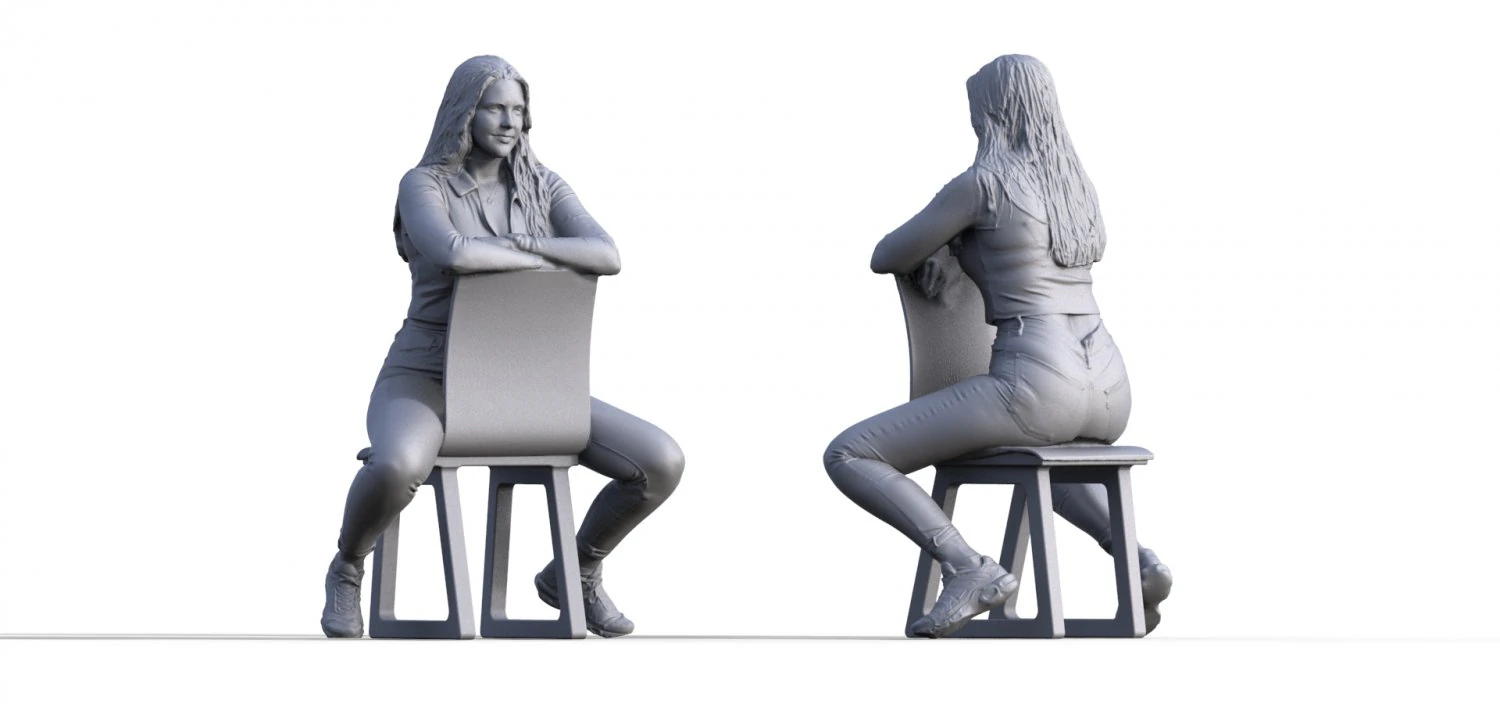 Figure Julia typ A with chair for ship model railway diorama 125 3D Print Model .c4d .max .obj .3ds .fbx .stl .blend 