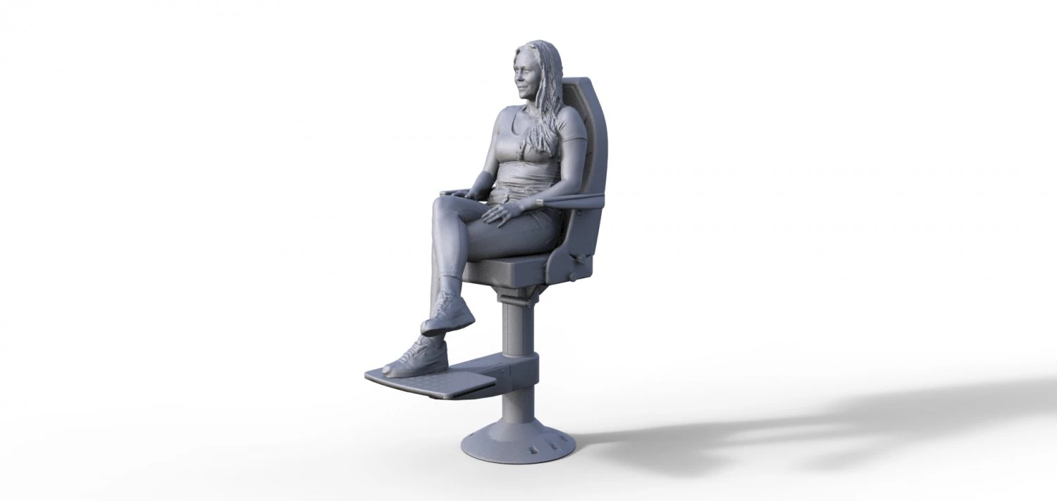 Figure Charlotte typ F with chair for ship model railway diorama 125 3D Print Model .c4d .max .obj .3ds .fbx .stl .blend 