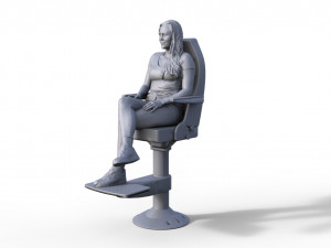 Figure Charlotte typ F with chair for ship model railway diorama 125 3D Baskı Modeli