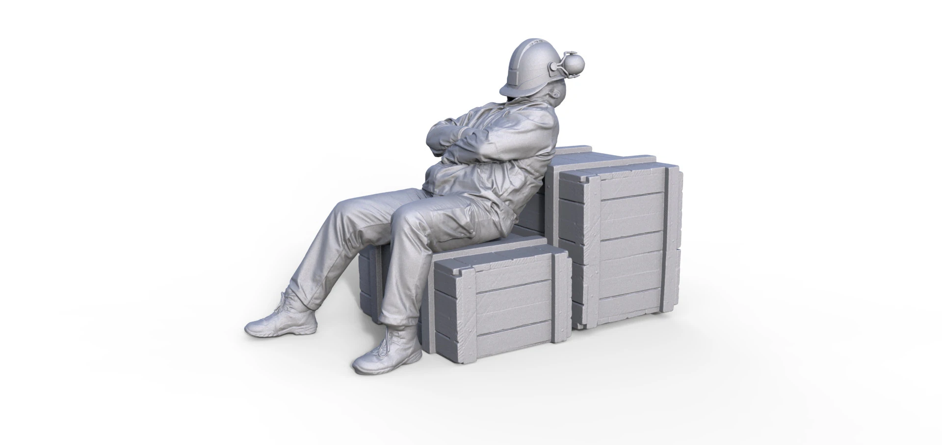 Figur Mann auf Kisten 3D Model .c4d .max .obj .3ds .fbx .stl .blend 