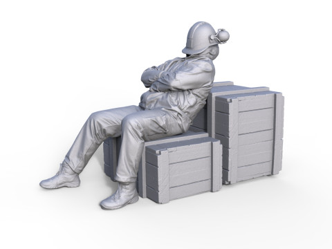 Figur Mann auf Kisten 3D Model